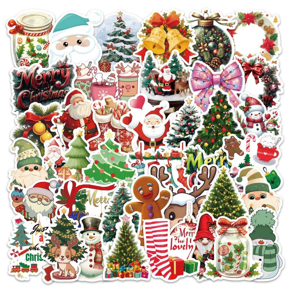 54 Sheets Christmas Cartoon Stickers for Decorating Skateboards, Notebooks, Tablets, and Christmas Trees