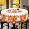 1 Piece Of Autumn Thanksgiving And Autumn Harvest Festival Themed Printed Tablecloth, Vintage Country Farmhouse Style, Pumpkin And Maple Leaf Pattern