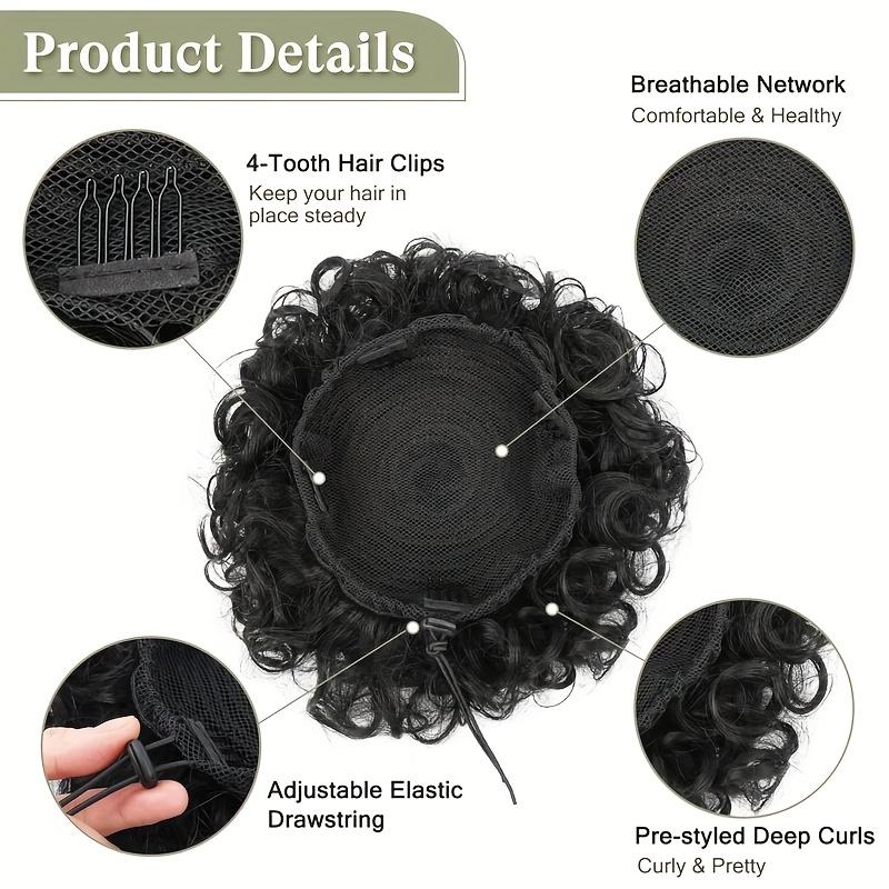 Messy Bun Hair Pieces Elastic Drawstring Fake Hairpieces Short Kinky Curly Scrunchies Ponytail Synthetic Hair Extensions for Women Daily Party Use
