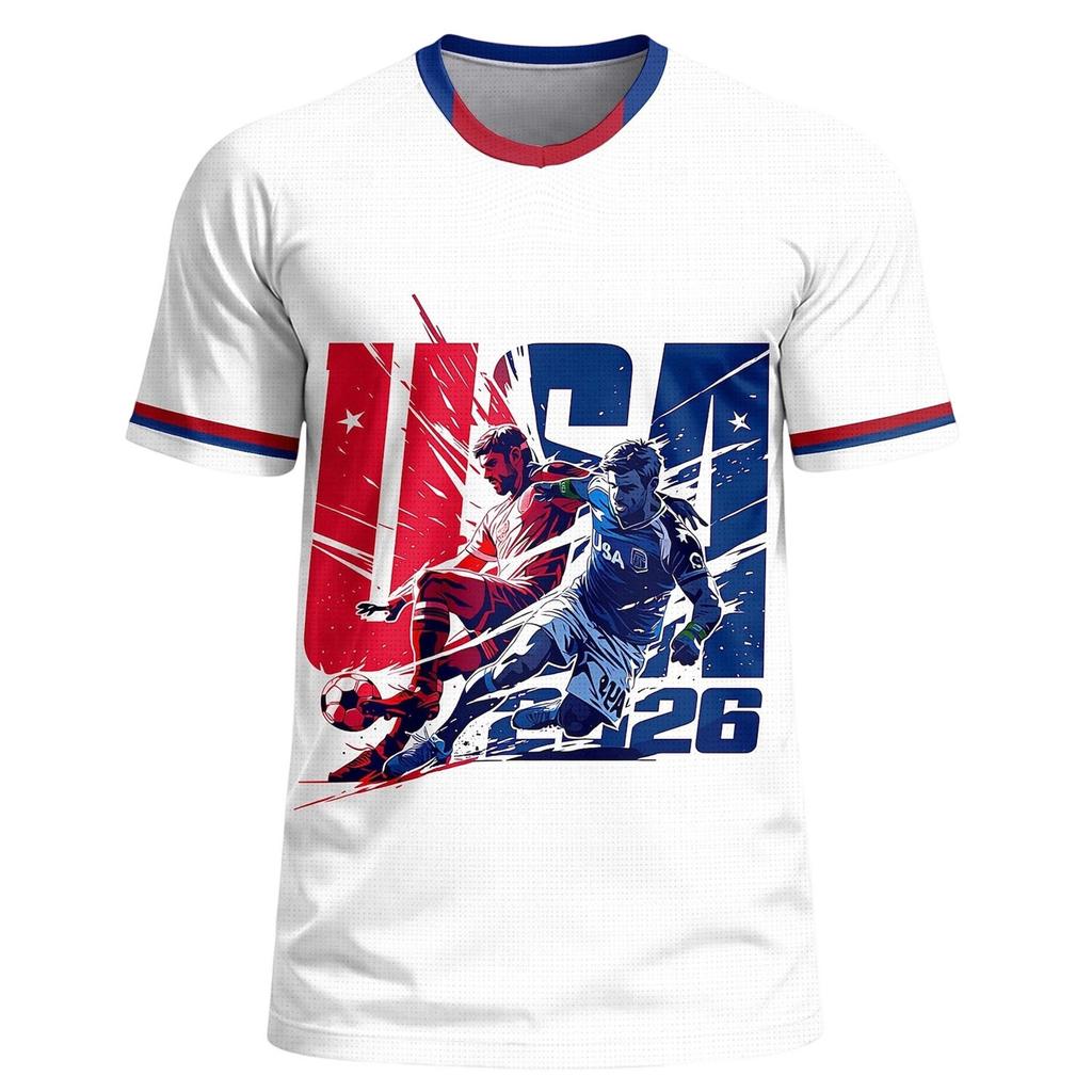 Men's Casual Crew Neck Lightweight Breathable Short Sleeve T Shirt with USA America Letter Print and Star Pattern for Everyday Wear