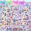 4Pcs Kawaii Sanrio 3D Relief Stickers Cinnamoroll My Melody Crystal Decals Waterproof Cute Cartoon Jelly Sticker Toys Gifts
