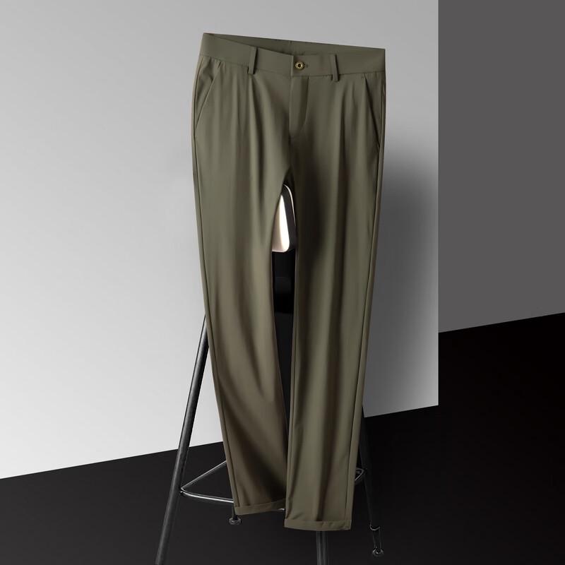 Yiliteng Men's Ice Silk Stretch Casual Trousers