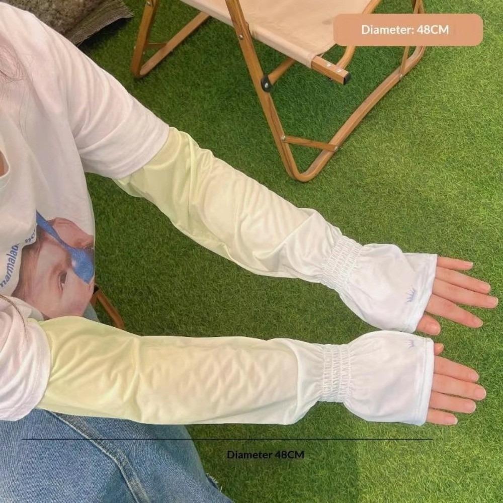 Gradient Color Ice Silk Arm Sleeves Loose Fit Breathable Sun Protection Arm Sleeves Elastic Long Sleeve Fingerless Arm Sleeves