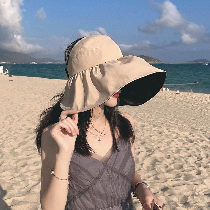 Spring and Summer UV Vinyl Empty Top Sunscreen Hat Women's UV Protection Face Cover Sun Hat Children's Summer Big Edge Sun Hat