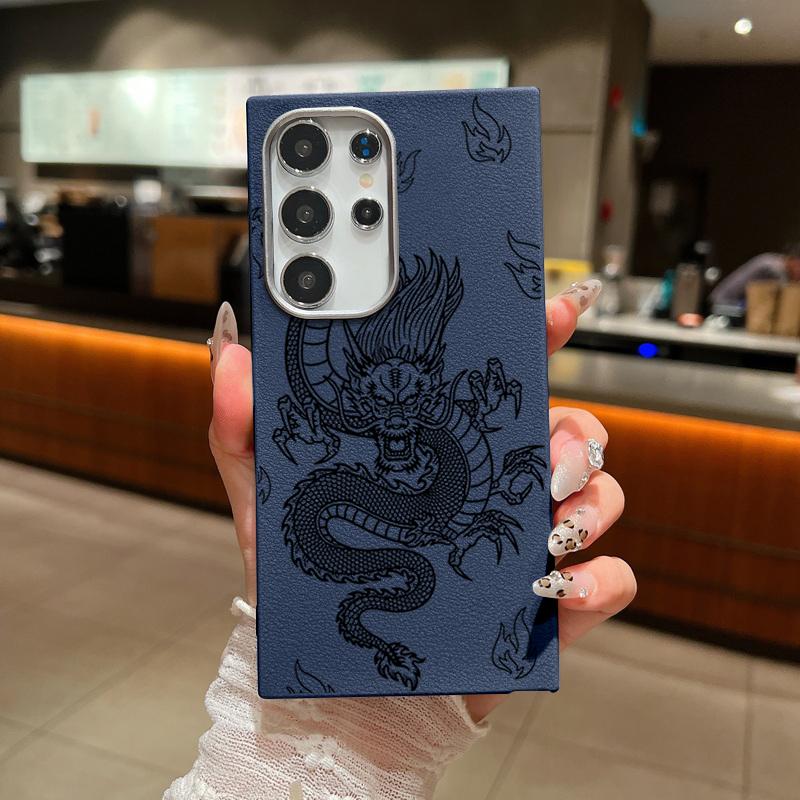 Cool Dragon Pattern Soft TPU Case For Samsung S25 S24 FE S23 Ultra S22 A56 A16 A55 A36 A35 Leather Texture Matte Shockproof Slim Cover