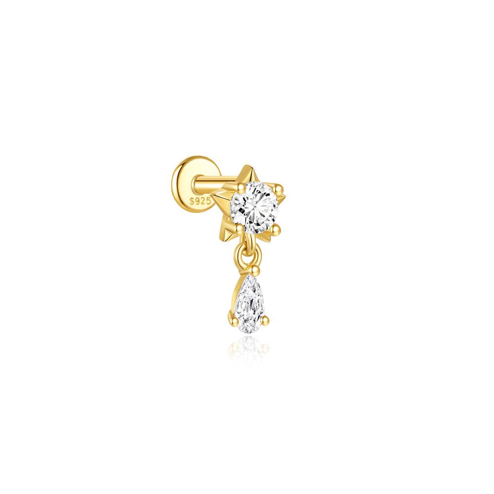 AIDE 1PC 925 Silver Zircon Piercing Chain Fit For Earring Hoops Ear Bone Studs DIY y2K Lucky Red Koi Fish Jewelry Accessories
