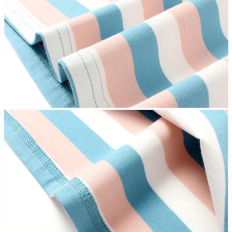 Kız Çocukları İçin Uyumlu Çizgili Kısa Kollu Tişört Çocuk Yazlık Nefes Alabilen Üst Yazılı