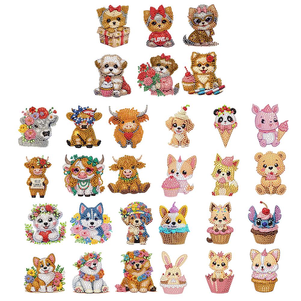 6 Stück Acryl Cupcake Tiere Kühlschrankaufkleber Diamond Art Magnete Aufkleber Diamond Painting Kühlschrankmagnet für Kühlschrank Whiteboards