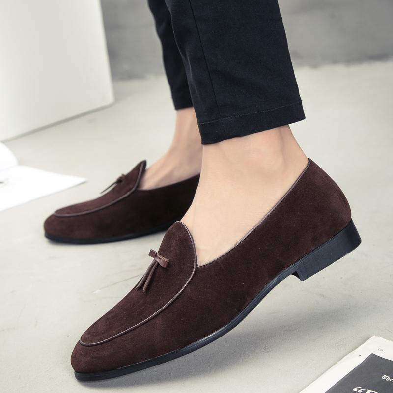 Fashion Leather Shoes for Men Slip On Soft Shoes Man Comfortable Casual Men Suede Loafers Moccasins Driving Shoe Male Rubber Sole