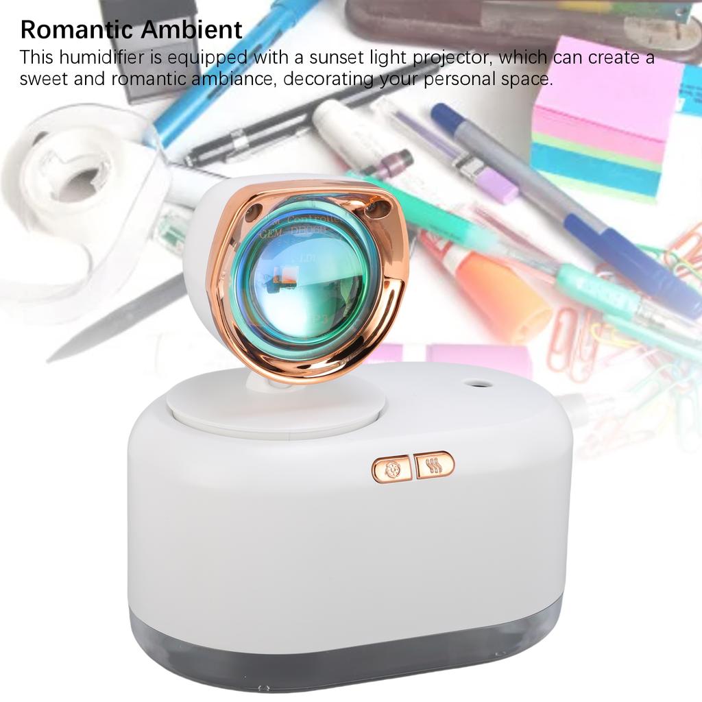 Sunset Light Humidifier 300ML Water Tank Low Noise USB Rechargeable Cold Mist Humidifier