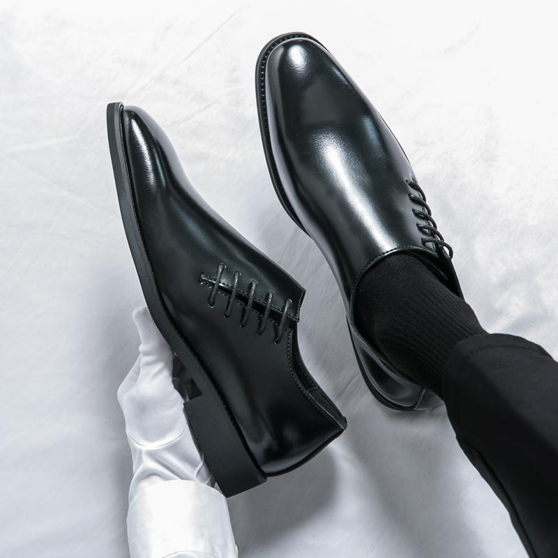 Fashion Men Fashion Derby Shoes Pointed Black Brown European  American Business Brand Shoes Presidential Social Shoes Sizes 38-46