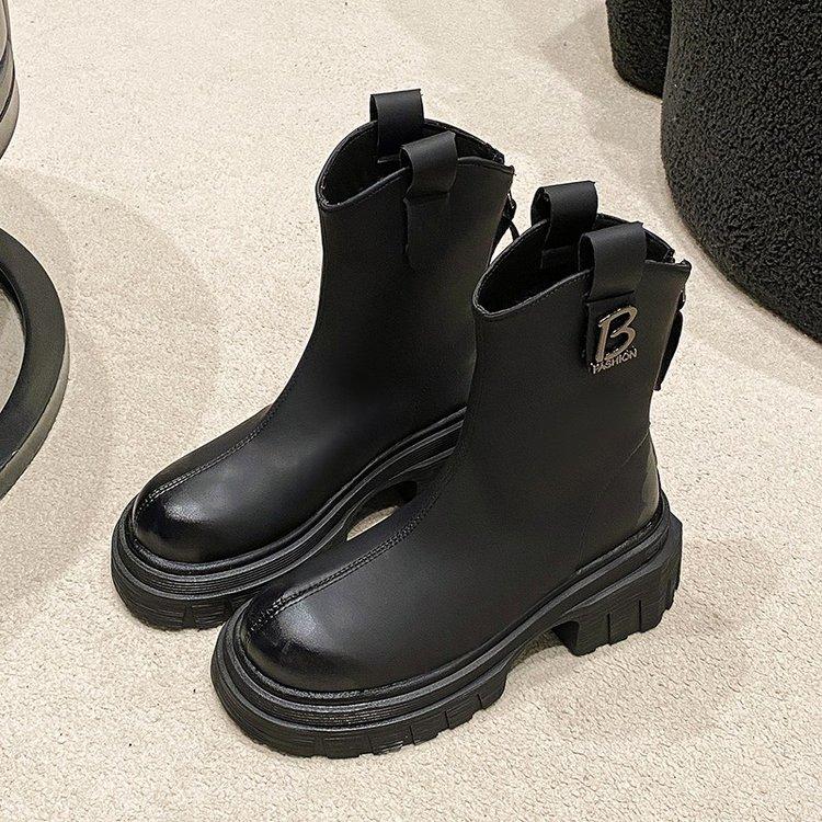 

Модные женские ботильоны на толстой подошве, модные кожаные туфли на среднем каблуке для женщин 2024 года, популярные туфли на высоком каблуке, зимние дизайнерские туфли для ходьбы для женщин 40 чёрный