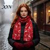 Christmas Party Fashion Accessory Theme Scarf for Women, Glitter Sparkly Foil Reindeer Soft Polyester Neck Print Scarves, Lightweight Shawl Wrap Fall