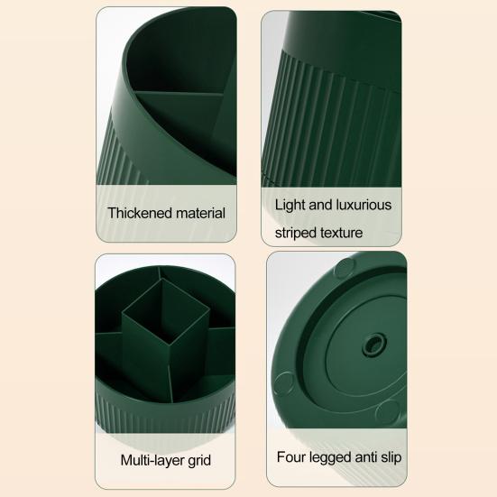 Countertop Cosmetic Storage Box 360 Degree Turntable Large Capacity 5 Compartments Multifunctional Makeup Brush Lipstick Organizer Holder Container