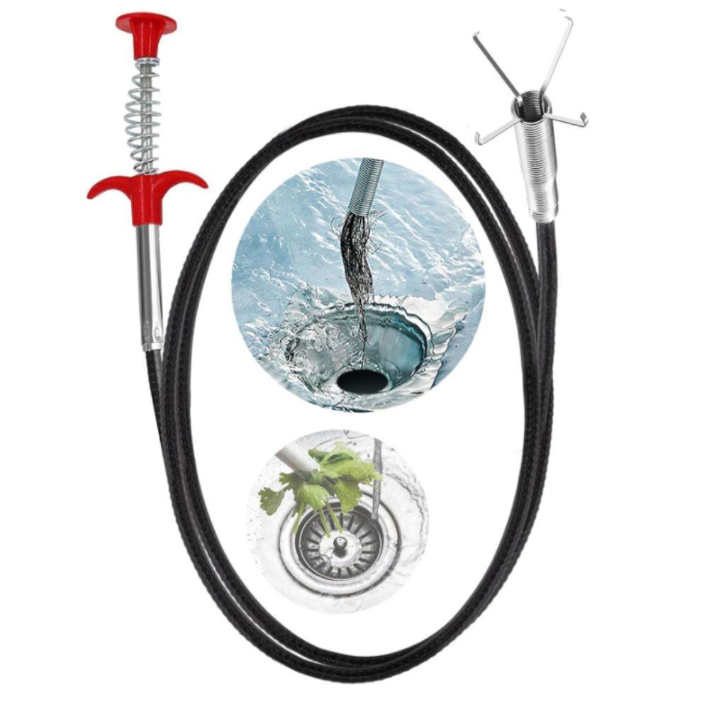 Flexible Design Sink Drain Clog Remover 4 Claw Mechanism Spring Grip Pipeline Dredging Tool Bend Grabber Grab Handle