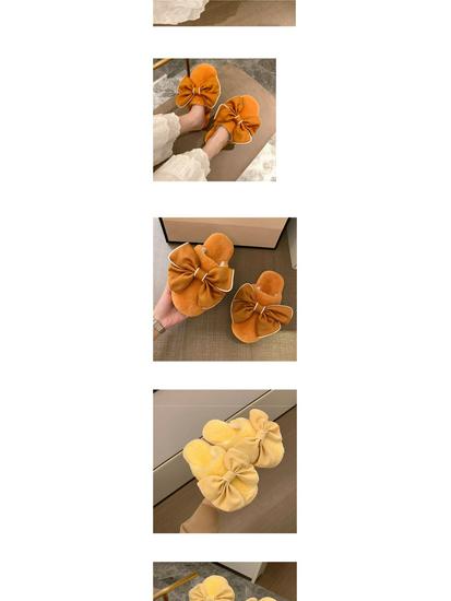 Cozy Bow Plush Slippers: Warm Non-Slip Indoor Cotton for Autumn & Winter