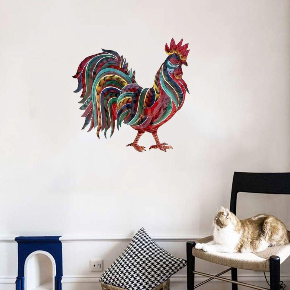 Metal Rooster Wall Hanging Decoration Art Background Pendant  Living Room