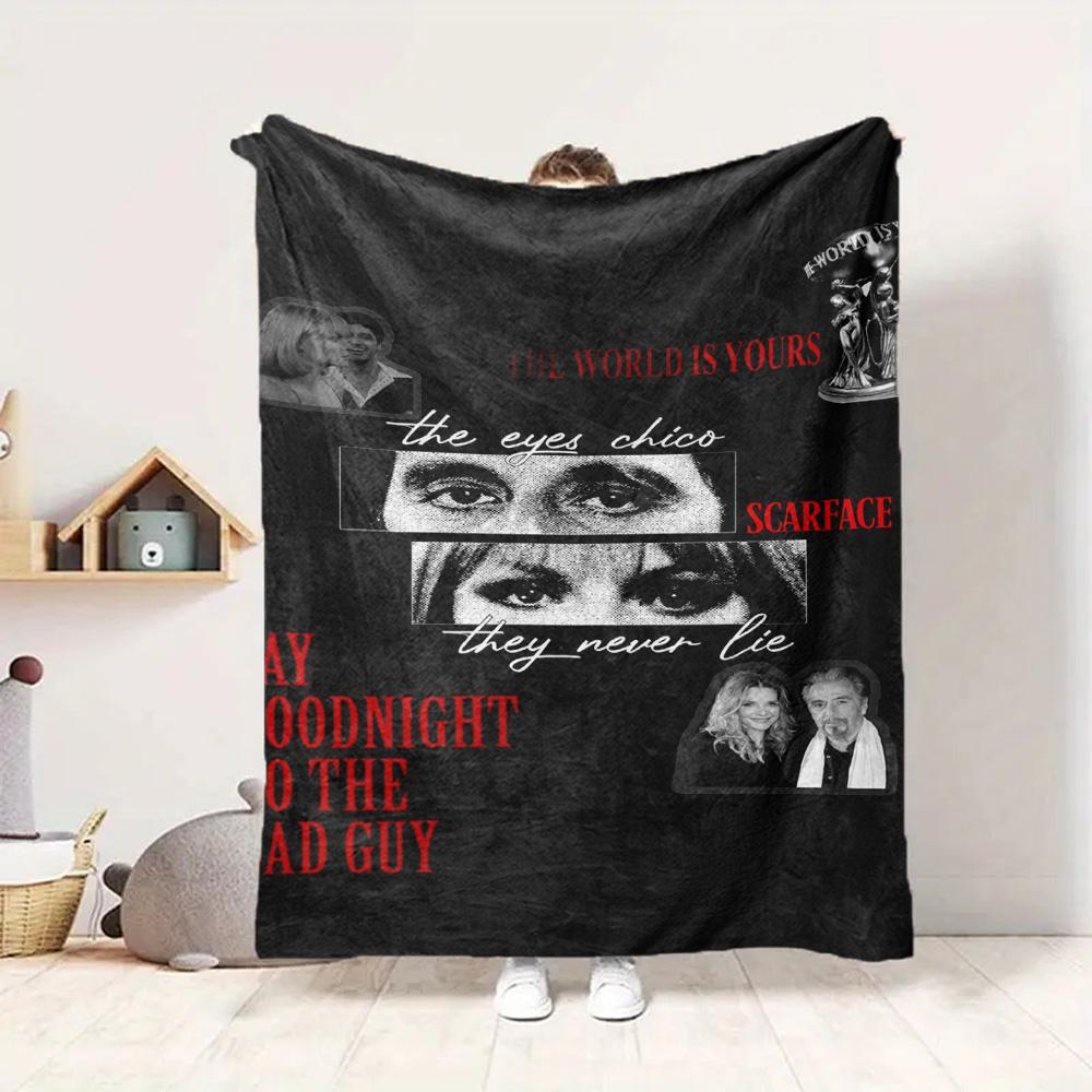Scarface Tribute Flannel Blanket Throw Blanket Soft Warm Sofa Bed Camping Home Decor Unique Christmas Gift C921184