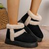 Women Snow Boots White Plush  Winter Snow Boots Flat Bottomed Short Tube Thick Sole Platform Comfort Warm Snow Cotton Shoes