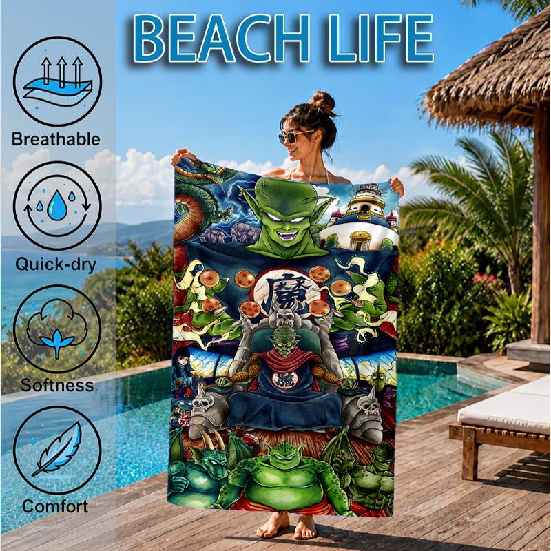 Asciugamano da Spiaggia con Disegno di Anime di Draghi, Asciugamano da Spiaggia in Microfibra, Perfetto per Piscina, Spiaggia, Viaggi, Decorazioni per la Casa, Regali per Fan di Feste in Spiaggia