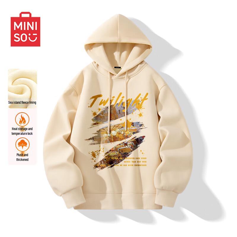 

MINISO Men s Fleece-Lined Hooded Pullover L