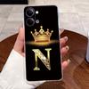 Case For Vivo Y05 4G/Y11D 4G/Y11 5G/Y21 5G Transparent TPU Shockproof Soft Casing Lucky A-Z Letters Crown Pattern Couple Shell