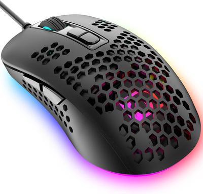 MAMBASNAKE 383 Wired Lightweight Honeycomb 4RGB 2400DPI Compatible with USB Optical Computer Mouse with Japanese Instruction Manual Ultra-lightweight