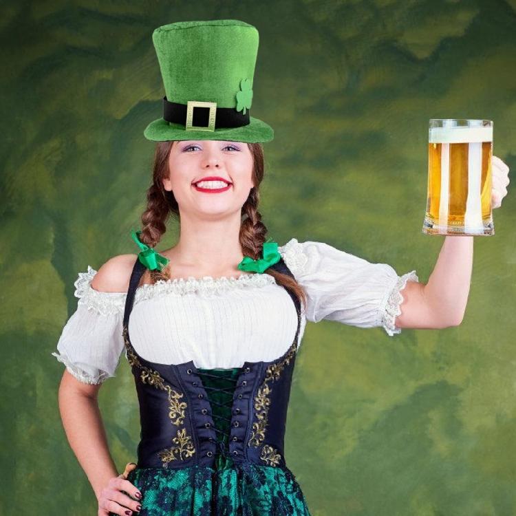 Green Homburg Leprechaun Fashion Top Hat Gifts for Boyfriend Hat Wide Brimmed Unisex Wear for Gatherings Photo Props