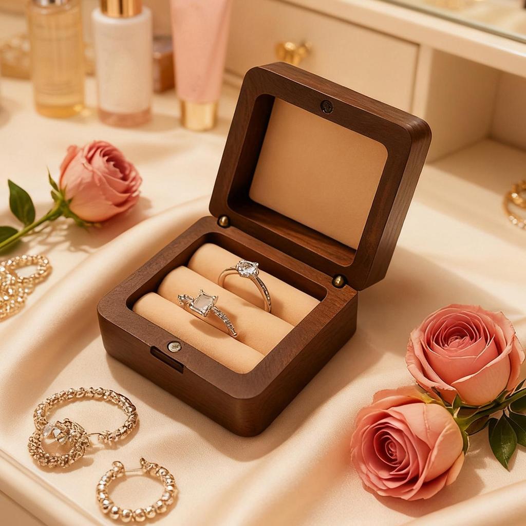 Holz Ringbox Finger Schmuckhalter Etui Doppel Schlitze Holz Hochzeitsringbox Für Verlobung Antrag Frauen Zeremonie Reise