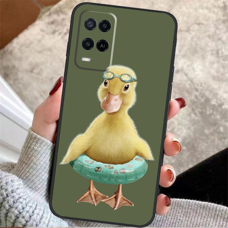 Cute Cartoon Duck Case For Oppo A38 A74 A94 A54 A18 A58 A78 A98 A80 A60 A40 A96 A76 A16 A15 A17 A57 A77 A5 Pro