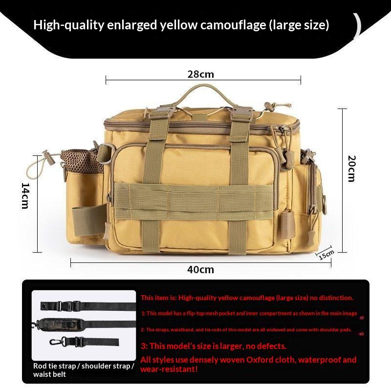 Water Resistant Lure Fishing Bag Multiple Storage Pockets Adjustable Straps Great for Trekking Hiking and Casual Fishing