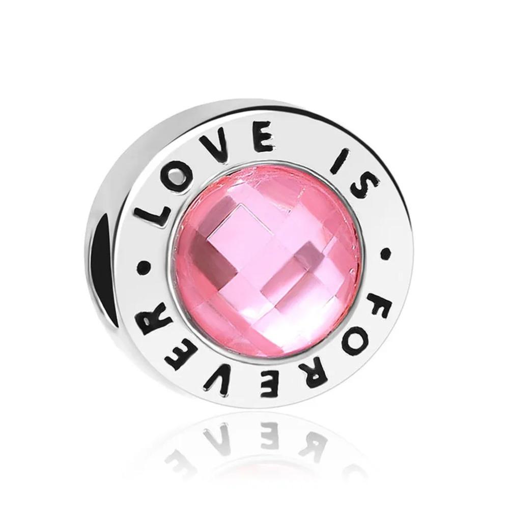 925 Silver Blue Pink Zircon Pendant for DIY Bracelet Necklace Fashion Jewelry Gift Beautiful Trinkets