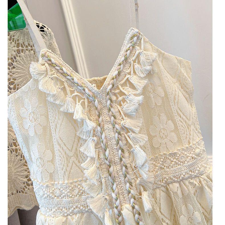 2026 Sweet and Fresh Bohemian Lace Tassel Maxi Dress