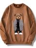Men's Autumn Suede Bear Print Sweatshirt - Casual Trendy Pullover