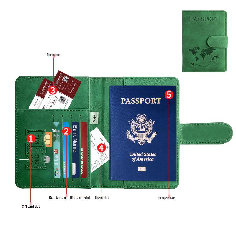 Customizable PU Leather Anti-Magnetic Passport Holder with Magnetic Buckle and Enterprise Logo