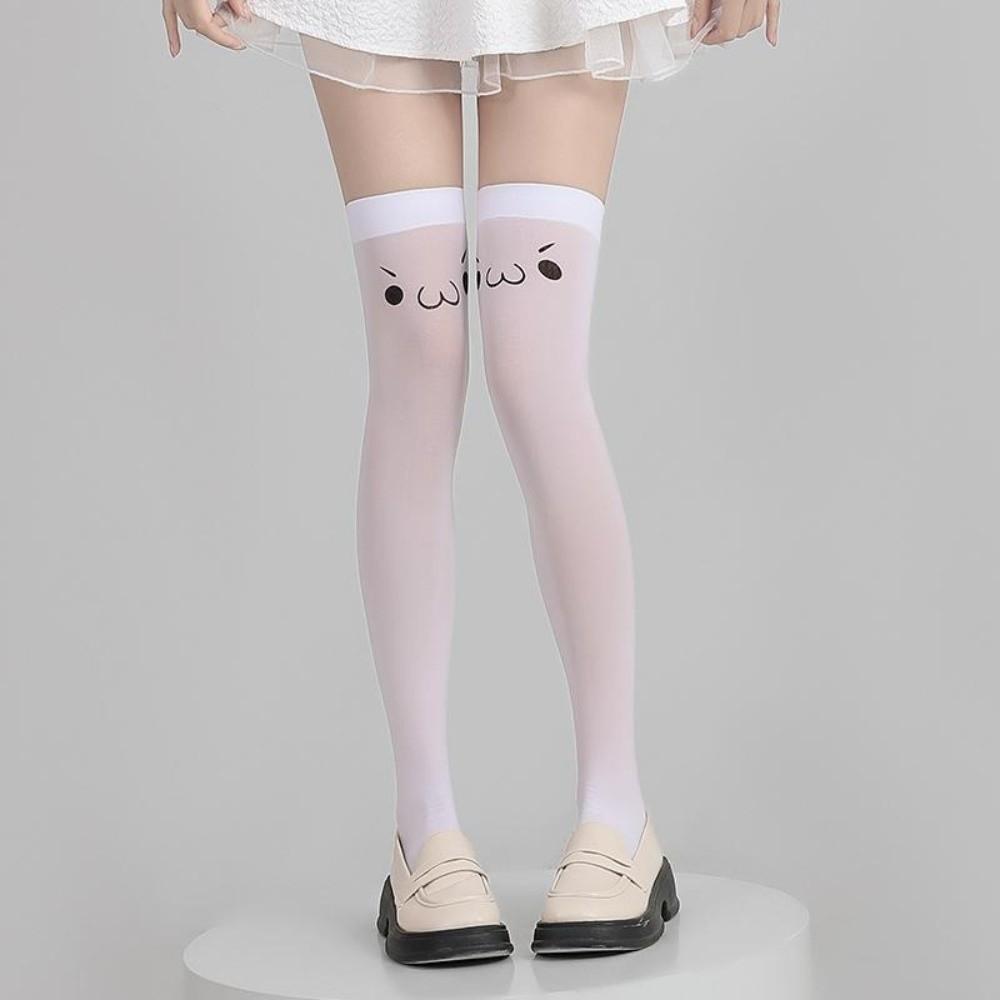 Cat Ear Kawaii Stockings Printed Design Women Long Socks Sweet Knee High Socks  Daily