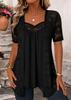 Elegant 2026 Summer Solid Color Lace Hollow Two-Piece Women's Top