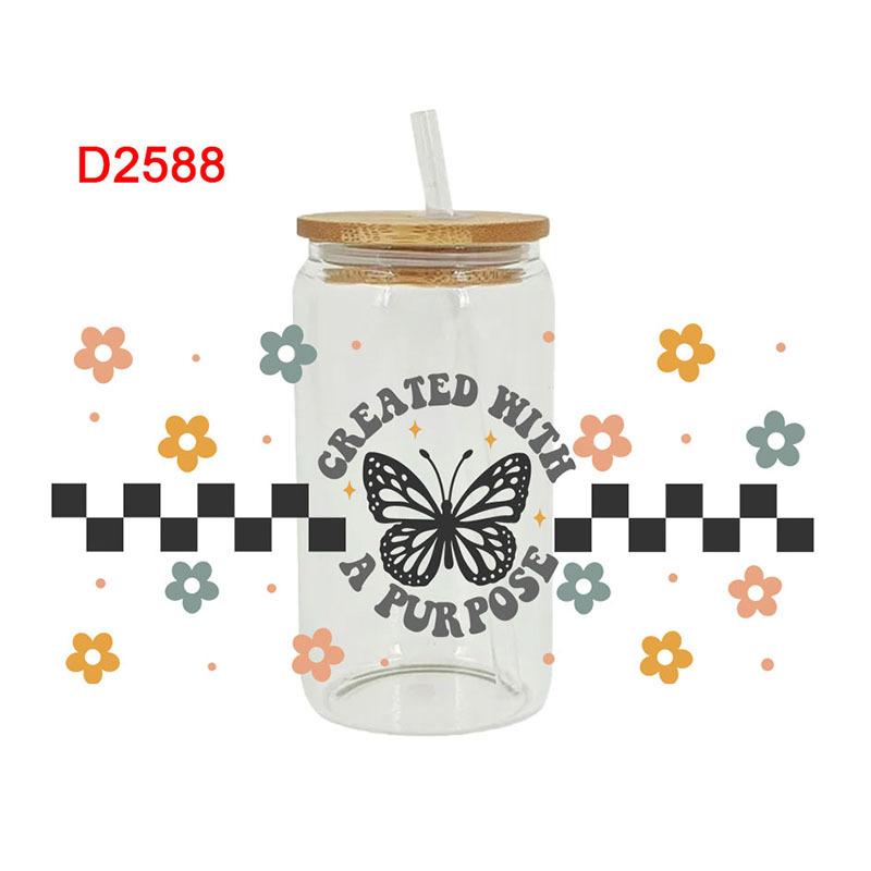 

3 Sets DIY Flower Butterfly Transfer Printing Packaging Cup Stickers Waterproof Transparent Jar Bottles Stationery Stickers