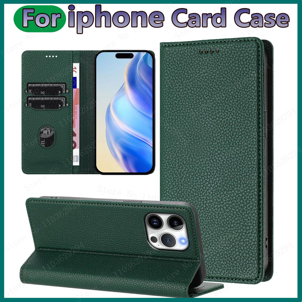 Flip Case für iPhone 16 Pro 15 14 Plus 13 11 Pro Max 12 Mini XR XS 7 8 6S Kartenhalter Magnetische Leder-Geldbörse Ständer Handyhülle