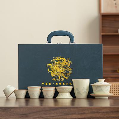 Leichter Luxus Nationalstil Ru-Ofen Geschenk Tuschelandschaft Tee-Set Kung-Fu-Set