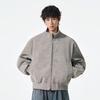 Fengxun Men's Velvet-Feel Stand Collar Bomber Jacket FXJS5601