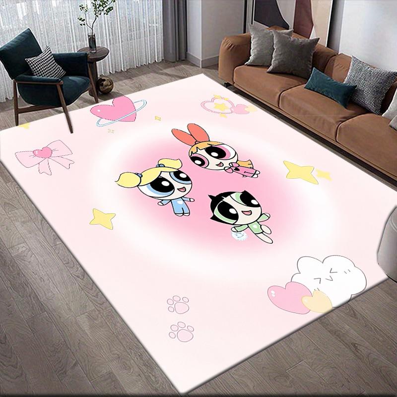 The Powerpuff Girls Collection Anti-slip Floor Mat, Rectangular Carpet for Living Room, Game Area and Bedroom