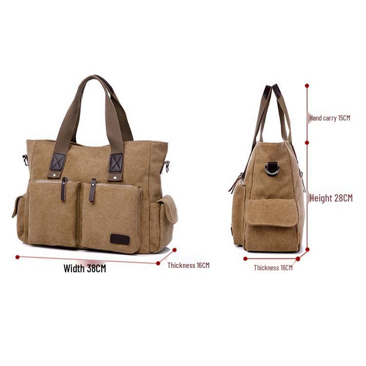 Britische Stil Leinwand Umhängetasche - Unisex Große Kapazität Crossbody Reißverschlusstasche für Kurze Reisen