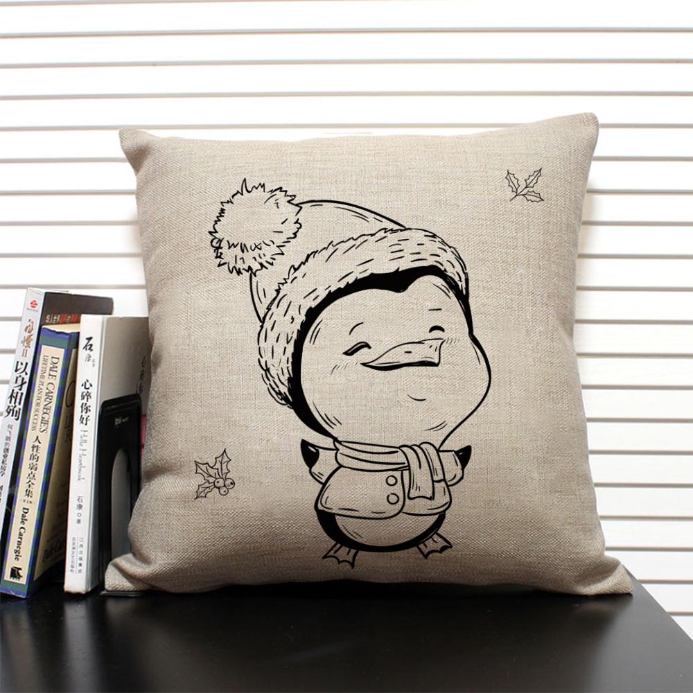 Cute Cartoon Animal Cushion Cover Funny Penguin Pillow Case Bedroom Living Room Sofa Decoration Pillowcase 45x45 Children's Gift