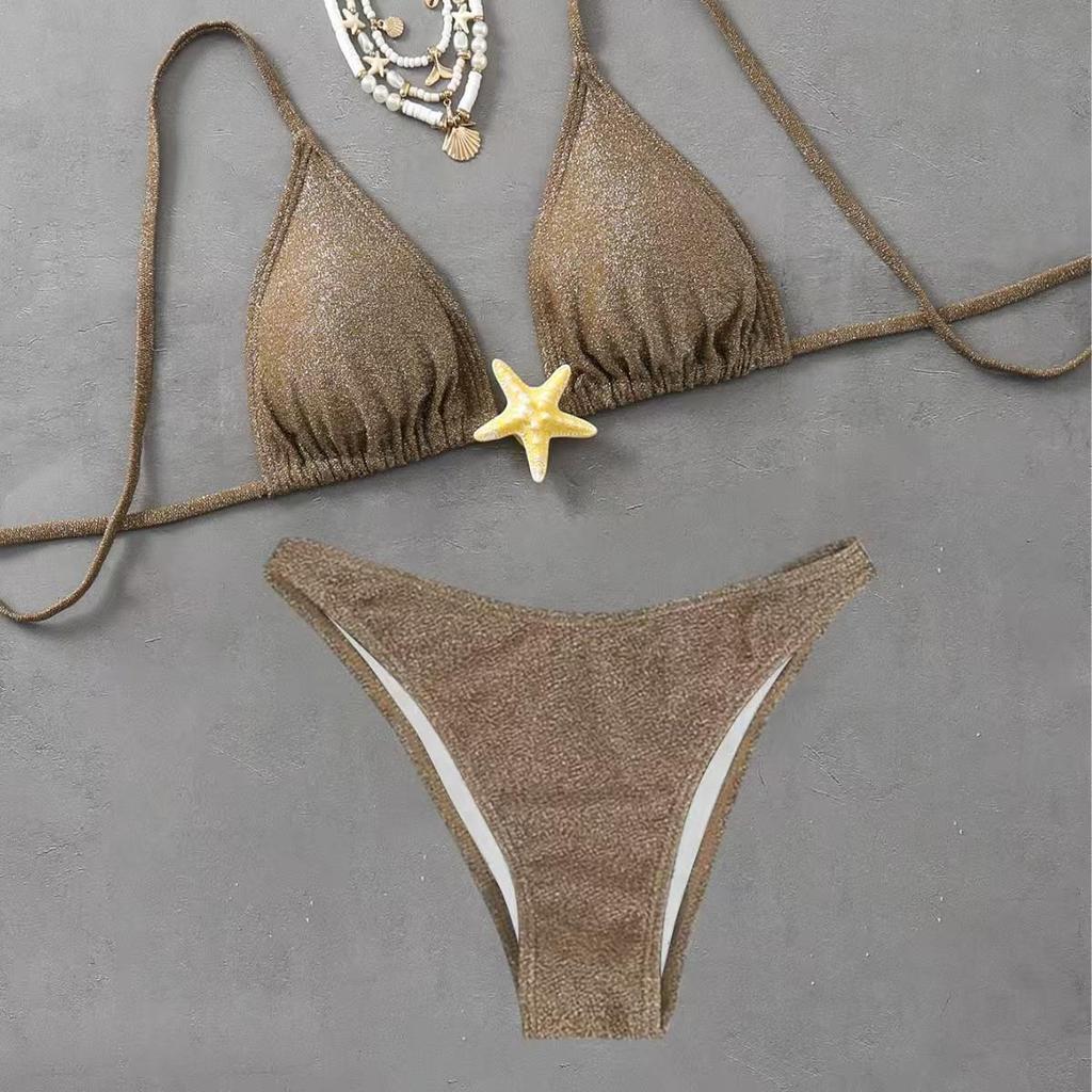 Women's European & American Style Bikini: Split Triangle Top & Bottom