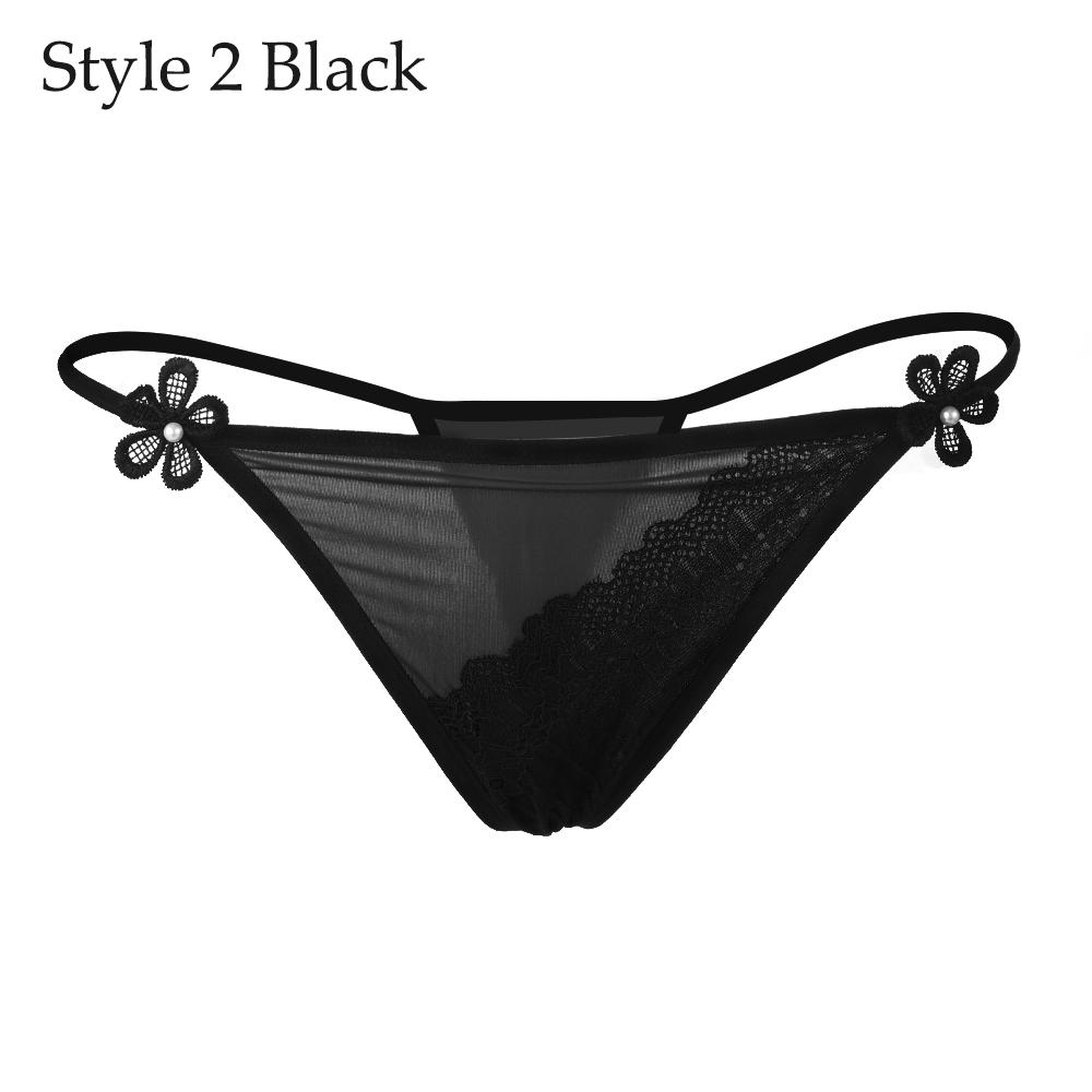 1PC Lady Erotic Lingerie Sexy Lace Flowers Panties Low Waist G-string Transparent T-back Briefs Women Charming Thongs Underwear