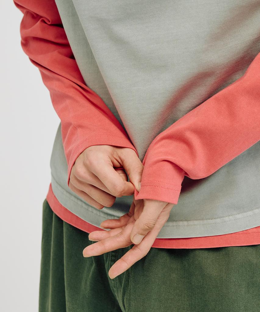TAKEASY Pigment Layered Crop Top (Gray + Dusty Pink)