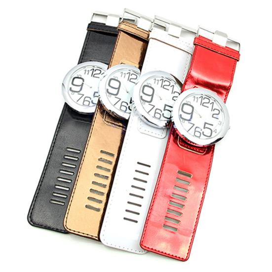Men Women Luxury Sport Faux Leather Big Marker Analog Quartz Wrist Watch