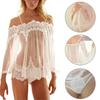 Damen Sexy durchsichtiges, schulterfreies Unterwäsche-Kleid, Nachtwäsche, Spitzen-G-String-Set