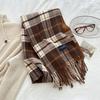 New Classic Korean Style Double Sided Plaid Tassel Scarf for Women Winter College Style Couple Versatile Warm Scarf
